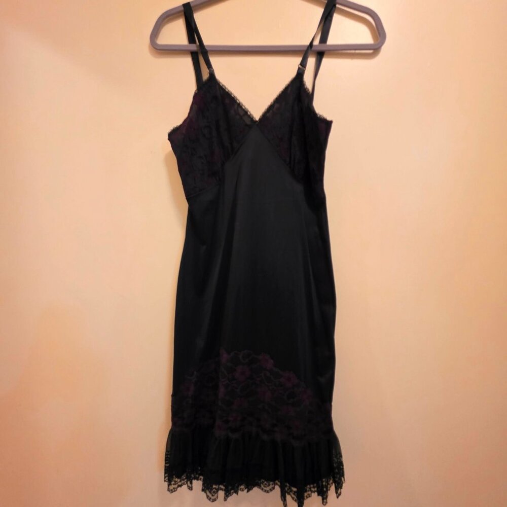 Nan Flower Nylon & Lace Black Slip 34